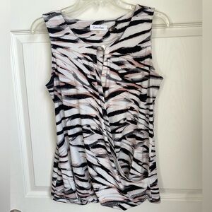 Flowy Calvin Klein animal print sleeveless blouse